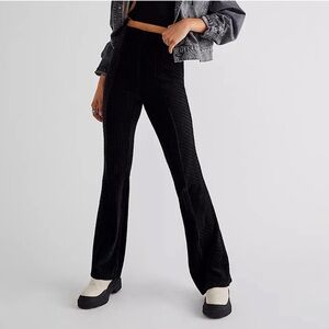 Free People Slim Pull-On Velvet Flare Pants